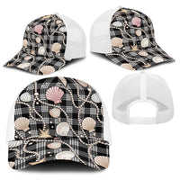 Hawaiian Ocean Seashells Baseball Net Cap Black Palaka Pattern