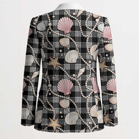 Hawaiian Ocean Seashells Blazer Black Palaka Pattern