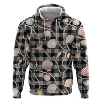 Hawaiian Ocean Seashells Hoodie Black Palaka Pattern LT01 Pullover Hoodie Black - Polynesian Pride