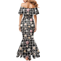 Hawaiian Ocean Seashells Mermaid Dress Black Palaka Pattern LT01 - Polynesian Pride