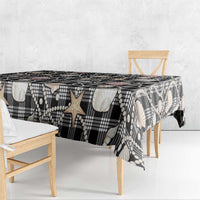 Hawaiian Ocean Seashells Tablecloth Black Palaka Pattern