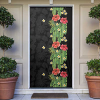 Hawaiian Hibiscus Plumeria Door Cover Tropical Leaves