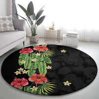 Hawaiian Hibiscus Plumeria Round Carpet Tropical Leaves LT01 - Polynesian Pride