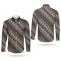 Yogyakarta Parang Batik Motifs Couples Matching Off Shoulder Maxi Dress and Long Sleeve Button Shirt Indonesian Traditional Pattern LT01 - Polynesian Pride
