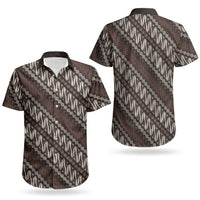 Yogyakarta Parang Batik Motifs Couples Matching Off The Shoulder Long Sleeve Dress and Hawaiian Shirt Indonesian Traditional Pattern LT01 - Polynesian Pride