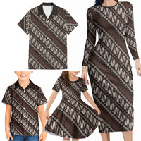Yogyakarta Parang Batik Motifs Family Matching Long Sleeve Bodycon Dress and Hawaiian Shirt Indonesian Traditional Pattern LT01 - Polynesian Pride