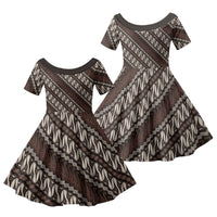 Yogyakarta Parang Batik Motifs Family Matching Mermaid Dress and Hawaiian Shirt Indonesian Traditional Pattern LT01 Daughter's Dress Brown - Polynesian Pride