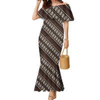 Yogyakarta Parang Batik Motifs Family Matching Mermaid Dress and Hawaiian Shirt Indonesian Traditional Pattern