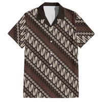 Yogyakarta Parang Batik Motifs Family Matching Off The Shoulder Long Sleeve Dress and Hawaiian Shirt Indonesian Traditional Pattern