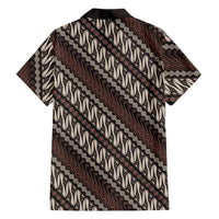 Yogyakarta Parang Batik Motifs Family Matching Off The Shoulder Long Sleeve Dress and Hawaiian Shirt Indonesian Traditional Pattern