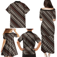 Yogyakarta Parang Batik Motifs Family Matching Puletasi and Hawaiian Shirt Indonesian Traditional Pattern
