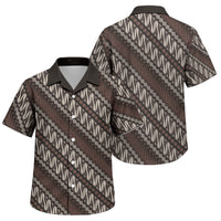 Yogyakarta Parang Batik Motifs Family Matching Puletasi and Hawaiian Shirt Indonesian Traditional Pattern LT01 Son's Shirt Brown - Polynesian Pride