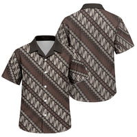 Yogyakarta Parang Batik Motifs Family Matching Short Sleeve Bodycon Dress and Hawaiian Shirt Indonesian Traditional Pattern LT01 Son's Shirt Brown - Polynesian Pride