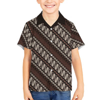Yogyakarta Parang Batik Motifs Kid Hawaiian Shirt Indonesian Traditional Pattern
