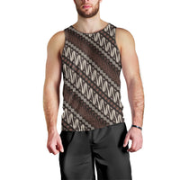Yogyakarta Parang Batik Motifs Men Tank Top Indonesian Traditional Pattern