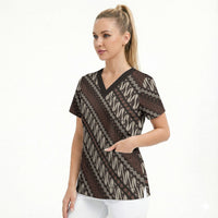 Yogyakarta Parang Batik Motifs Scrub Top Indonesian Traditional Pattern