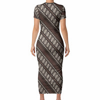Yogyakarta Parang Batik Motifs Short Sleeve Bodycon Dress Indonesian Traditional Pattern LT01 - Polynesian Pride