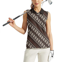 Yogyakarta Parang Batik Motifs Women Sleeveless Polo Shirt Indonesian Traditional Pattern