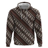 Yogyakarta Parang Batik Motifs Zip Hoodie Indonesian Traditional Pattern LT01 Pullover Hoodie Brown - Polynesian Pride