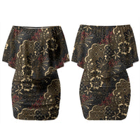 Batik Sekar Jagad Couples Matching Off Shoulder Short Dress and Hawaiian Shirt Indonesian Traditional Pattern LT01 - Polynesian Pride