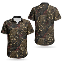 Batik Sekar Jagad Couples Matching Short Sleeve Bodycon Dress and Hawaiian Shirt Indonesian Traditional Pattern LT01 - Polynesian Pride