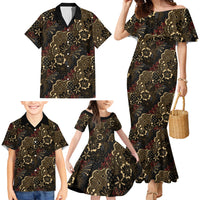 Batik Sekar Jagad Family Matching Mermaid Dress and Hawaiian Shirt Indonesian Traditional Pattern