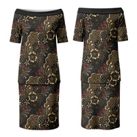 Batik Sekar Jagad Family Matching Puletasi and Hawaiian Shirt Indonesian Traditional Pattern LT01 Mom's Dress Black - Polynesian Pride