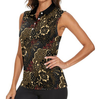 Batik Sekar Jagad Women Sleeveless Polo Shirt Indonesian Traditional Pattern