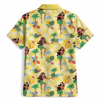 Hawaii Hula Girl Tropical Hawaiian Shirt Yellow Palaka