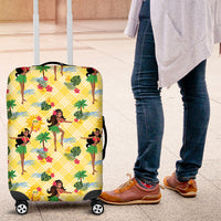 Hawaii Hula Girl Tropical Luggage Cover Yellow Palaka