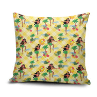Hawaii Hula Girl Tropical Pillow Cover Yellow Palaka
