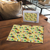 Hawaii Hula Girl Tropical Puzzle Yellow Palaka