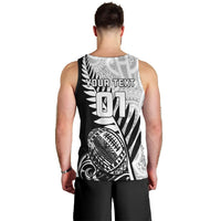 Custom New Zealand Silver Fern Rugby Men Tank Top Aotearoa Maori Black Version LT01 - Polynesian Pride