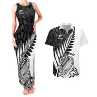 New Zealand Silver Fern Rugby Couples Matching Tank Maxi Dress and Hawaiian Shirt Aotearoa Maori White Version LT01 White - Polynesian Pride