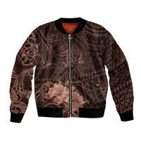 Bula Fiji Masi Bomber Jacket Fijian Tapa Vintage Dark Brown Version LT01 Unisex Brown - Polynesian Pride