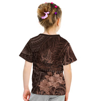 Bula Fiji Masi Kid T Shirt Fijian Tapa Vintage Dark Brown Version LT01 - Polynesian Pride