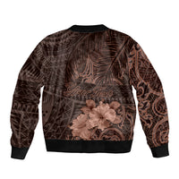 Bula Fiji Masi Sleeve Zip Bomber Jacket Fijian Tapa Vintage Dark Brown Version LT01 - Polynesian Pride