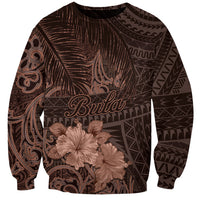 Bula Fiji Masi Sweatshirt Fijian Tapa Vintage Dark Brown Version LT01 Unisex Brown - Polynesian Pride