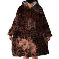 Bula Fiji Masi Wearable Blanket Hoodie Fijian Tapa Vintage Dark Brown Version LT01 - Polynesian Pride