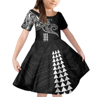 Hawaii Valentine Family Matching Mermaid Dress and Hawaiian Shirt Kakau Polynesian Heart LT01 Daughter's Dress Black - Polynesian Pride