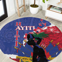 Haiti Le Marron Inconnu Round Carpet Dashiki Mix Polynesian Pattern LT01 Blue - Polynesian Pride