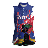 Personalised Haiti Le Marron Inconnu Women Sleeveless Polo Shirt Dashiki Mix Polynesian Pattern