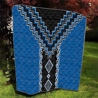 Blue Niho Taniwha Mix Poutama Quilt Unique Taniko Aotearoa