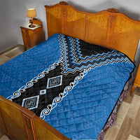 Blue Niho Taniwha Mix Poutama Quilt Unique Taniko Aotearoa