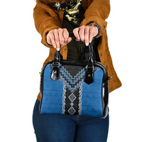 Blue Niho Taniwha Mix Poutama Shoulder Handbag Unique Taniko Aotearoa LT01 One Size Blue - Polynesian Pride