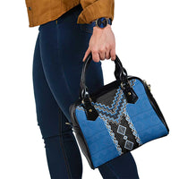 Blue Niho Taniwha Mix Poutama Shoulder Handbag Unique Taniko Aotearoa LT01 - Polynesian Pride