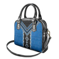 Blue Niho Taniwha Mix Poutama Shoulder Handbag Unique Taniko Aotearoa LT01 - Polynesian Pride