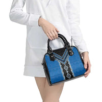 Blue Niho Taniwha Mix Poutama Shoulder Handbag Unique Taniko Aotearoa LT01 - Polynesian Pride