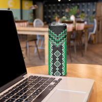 Green Niho Taniwha Mix Poutama Skinny Tumbler Unique Taniko Aotearoa LT01 - Polynesian Pride