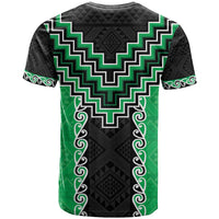 Green Niho Taniwha Mix Poutama T Shirt Unique Taniko Aotearoa